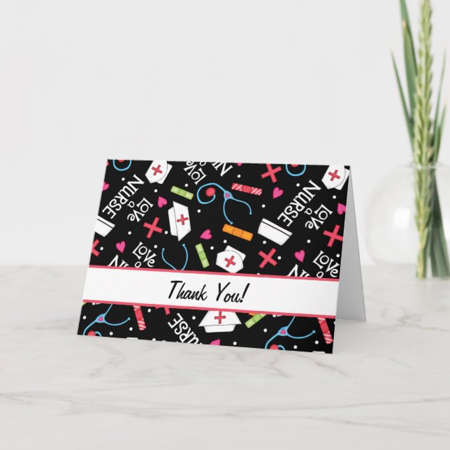Kärlek a Nurse Tack Medical Art Black Kort (Framsida)