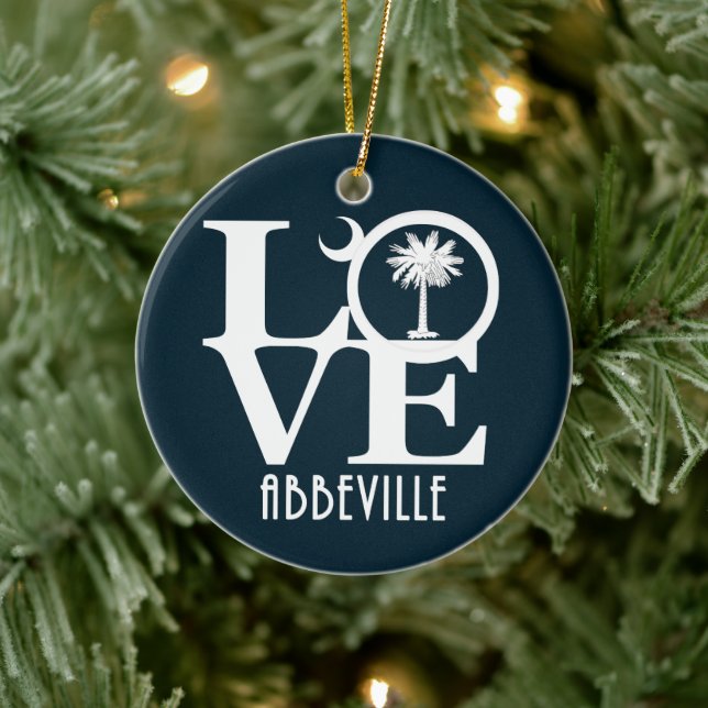 KÄRLEK Abbeville South Carolina Julgransprydnad Keramik (Träd)