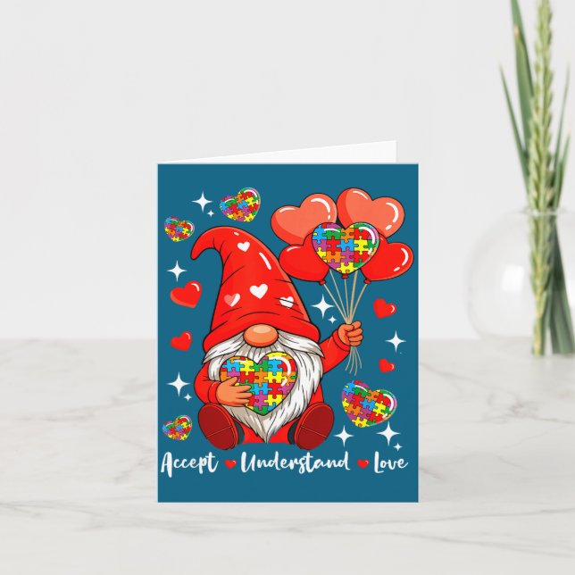 Kärlek Acceptera Förstå Alla Hjärtans Dag Gnome Kort (Framsida)