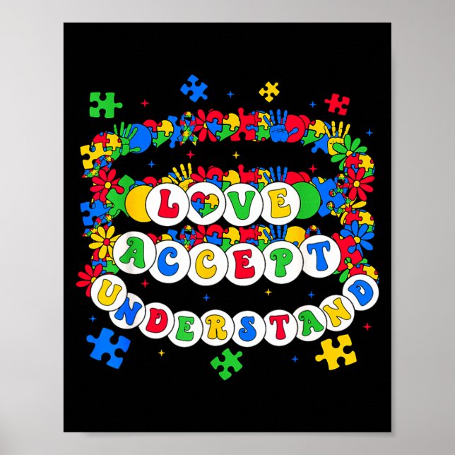 Kärlek acceptera förstå autism medvetenhet dag pus poster (Framsidan)