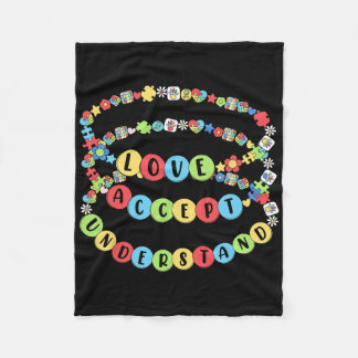 Kärlek Acceptera Förstå Autism Medvetenhet Pärlad  Fleecefilt