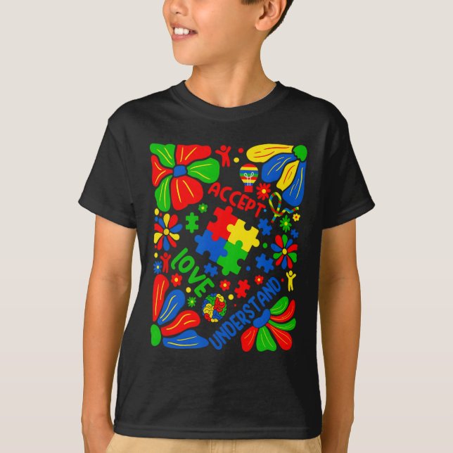 Kärlek accepterar Autism Boho Flower T Shirt (Framsida)
