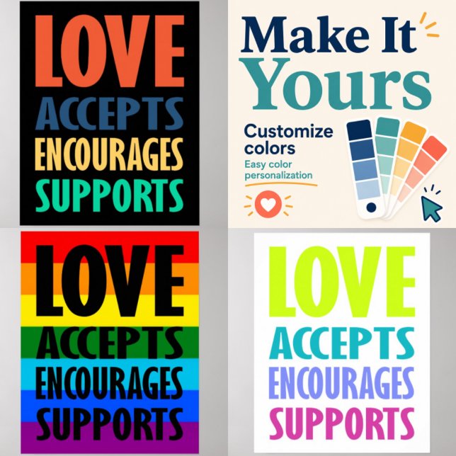 Kärlek Accepterar Modig Modern Typografi Poster (Skapare uppladdad)