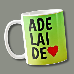 Kärlek Adelaide (eller din text) Hjärtat på Grönt  Kaffemugg