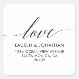 Kärlek Adressetiketter, bröllopsstämmare, Bröllop Fyrkantigt Klistermärke