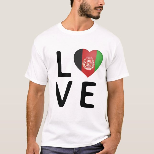 Kärlek - Afghanistan Flagga T Shirt (Framsida)