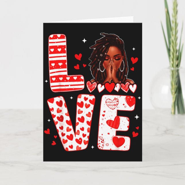 Kärlek Afro Kvinna Pratar Valentinskärlek Svarta K Kort (Framsida)