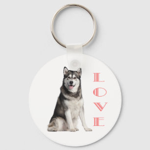 Kärlek Alaska (Hund Keychain), Malamute Puppy Nyckelring