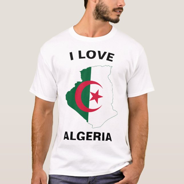 Kärlek Algeriet Flagga Karta T Shirt (Framsida)