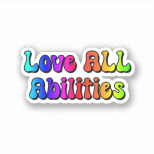 Kärlek ALL Abilities Rainbow Typography Klistermärken