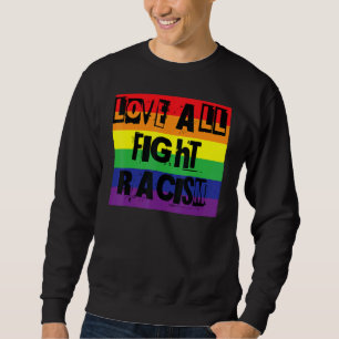 Kärlek All Fight Racism Gay pride Rainbow Ord Desi Lång Ärmad Tröja