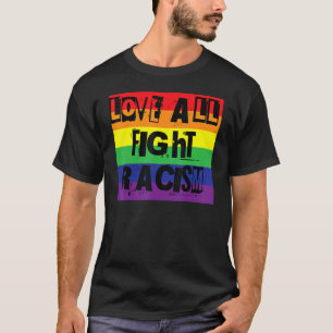 Kärlek All Fight Racism Gay pride Rainbow Ord Desi T Shirt