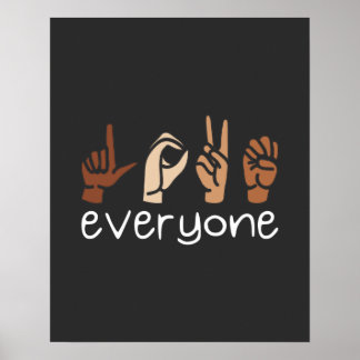 Kärlek All Hand Sign Language Melanin ASL Poster