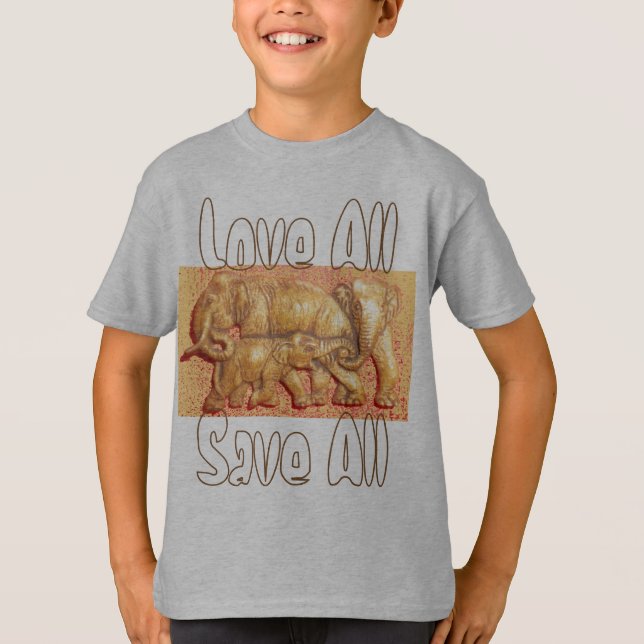 Kärlek All Spara All Coola Elephant Family Gift Tee (Framsida)
