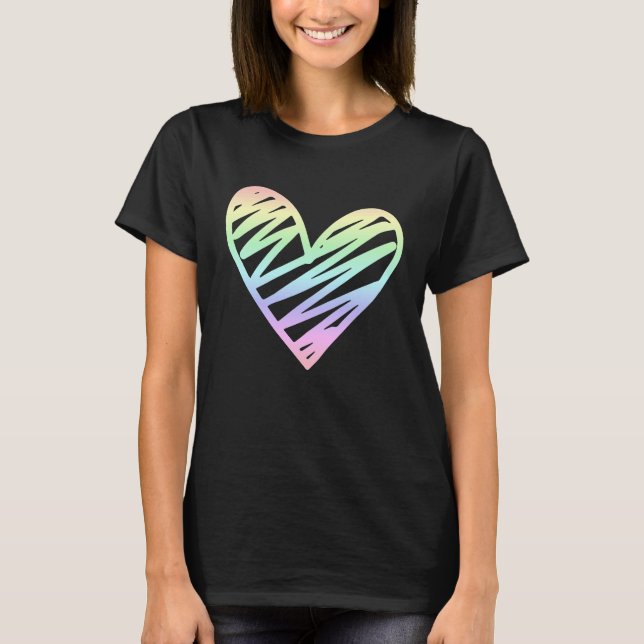 Kärlek Alla hjärtans dag Pastel Rainbow 1 T Shirt (Framsida)