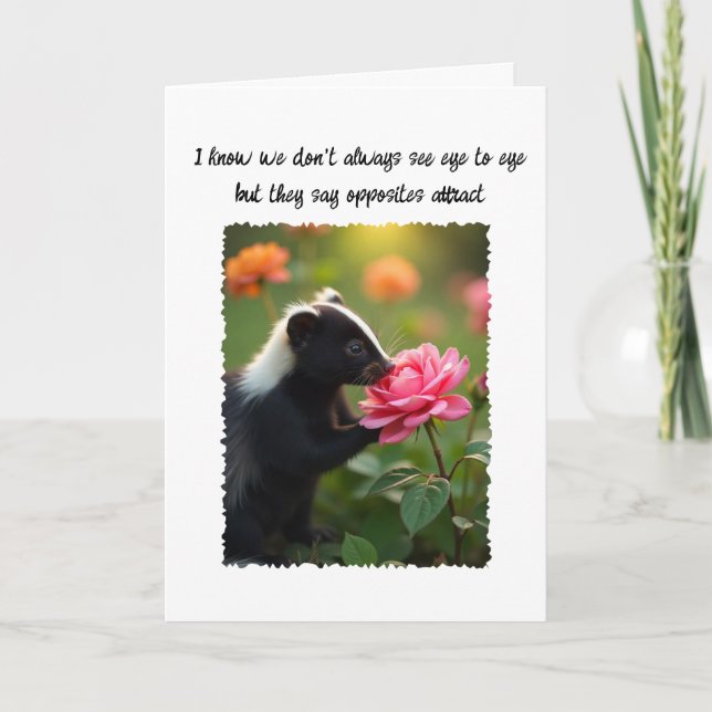 Kärlek Alla hjärtans dag Rolig Skunk Rosa Bilder G Kort (Framsida)