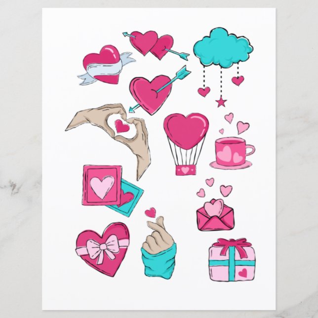 Kärlek Alla hjärtans dag Romantiska Scrapbook-elem (Framsida)