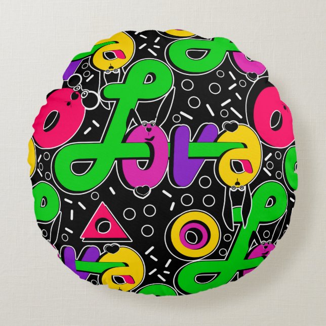 Kärlek, Alla hjärtans dag Rund Kudde (Framsidan)