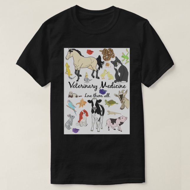 Kärlek Alla veterinärmedicinska läkemedel T Shirt (Design framsida)