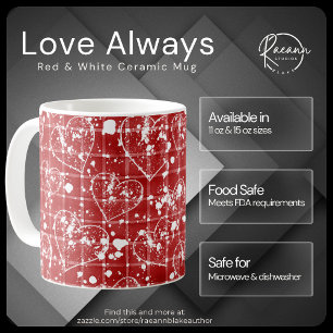 Kärlek Alltid Röd & Vit Keramikkopp Kaffemugg
