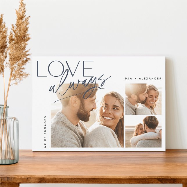 Kärlek alltid tre fotokollage-Förlovning Meddelande (Skapare uppladdad)