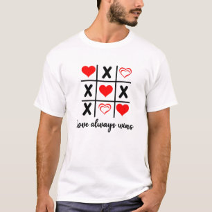 Kärlek Alltid, vinner Tris Tic-Tac-Toe Valentines T Shirt