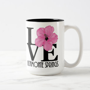 KÄRLEK Altamonte Vår Florida Rosa Hibiscus 15oz Två-Tonad Mugg