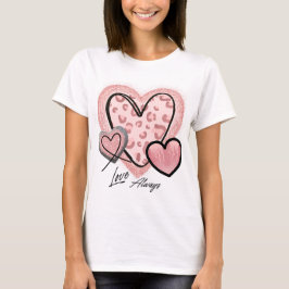 Kärlek Always Rosa Glam Hearts Chic Alla hjärtans  T Shirt
