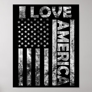 Kärlek America Shirt USA flagga 4:e juli självstän Poster