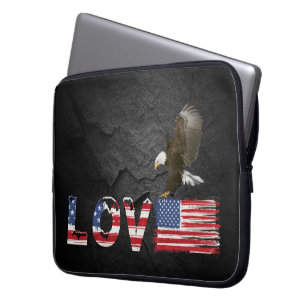 Kärlek American Flagga och Eagle Laptop Fodral