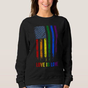 Kärlek American Flagga Rainbow Gay Lgbtq Lgbt Prid T Shirt