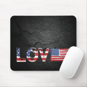 Kärlek American Flagga vid Svarta Sten Musmatta
