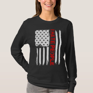 Kärlek Amerika I Hate People Lny USA flagga Gift T Shirt