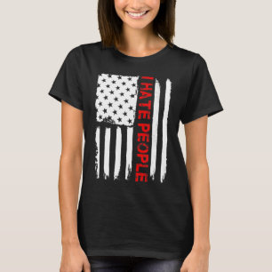Kärlek Amerika I Hate People Lny USA flagga Gift T Shirt