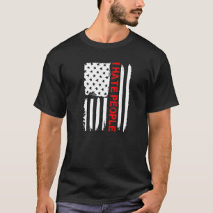 Kärlek Amerika I Hate People USA flagga Tee