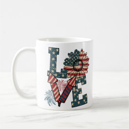 KÄRLEK Amerika Independence day Kaffemugg