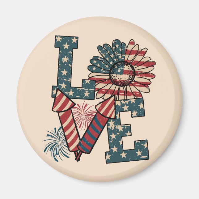 KÄRLEK Amerika Independence day Magnet (Framsidan)