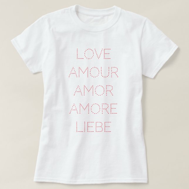 Kärlek Amour Kärlek Amore Liebe, Red, Anpassade T Shirt (Design framsida)