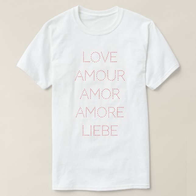 Kärlek Amour Kärlek Amore Liebe, Red, Personlig T Shirt (Design framsida)