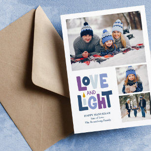 "Kärlek and Light" 3 Photo Collage Lycklig Hanukka Julkort