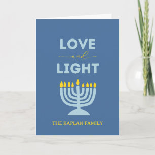 "Kärlek and Light" Menorah Personlig Hanukkah Kort