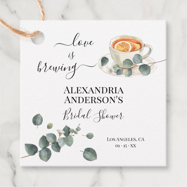 Kärlek andas Möhippa Greenery Eucalyptus Gåvor Etiketter (Framsida)