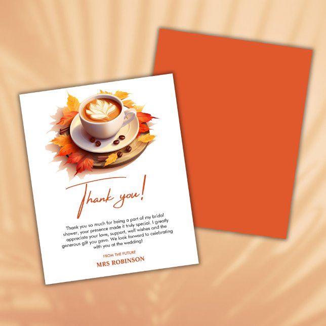 Kärlek andas Möhippa tack för ditt kort (Love is Brewing Autumn Fall Bridal Shower Thank You Card )