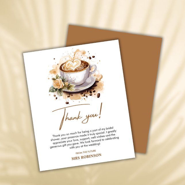 Kärlek andas Möhippa tack för ditt kort (Love is Brewing Coffee Bridal Shower Thank You Card    )