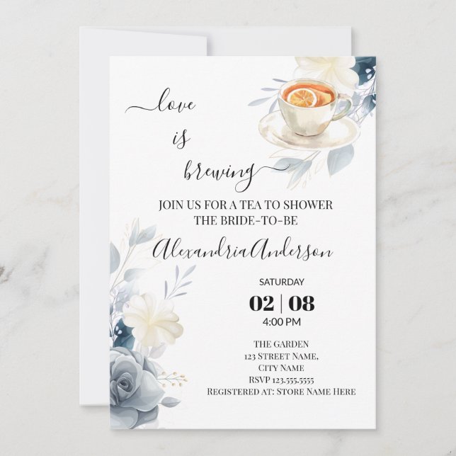 Kärlek andas Möhippa vattenfärgen Ro Inbjudningar (Framsida)