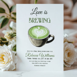 Kärlek andas Möhippan för kaffe Theme Matcha Inbjudningar