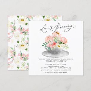 Kärlek andas Rosa Blommigt Möhippa Tea Shower Invi Inbjudningar