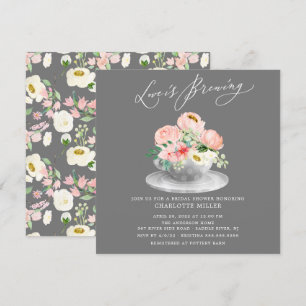 Kärlek andas Rosa Blommigt Möhippa Tea Shower Invi Inbjudningar