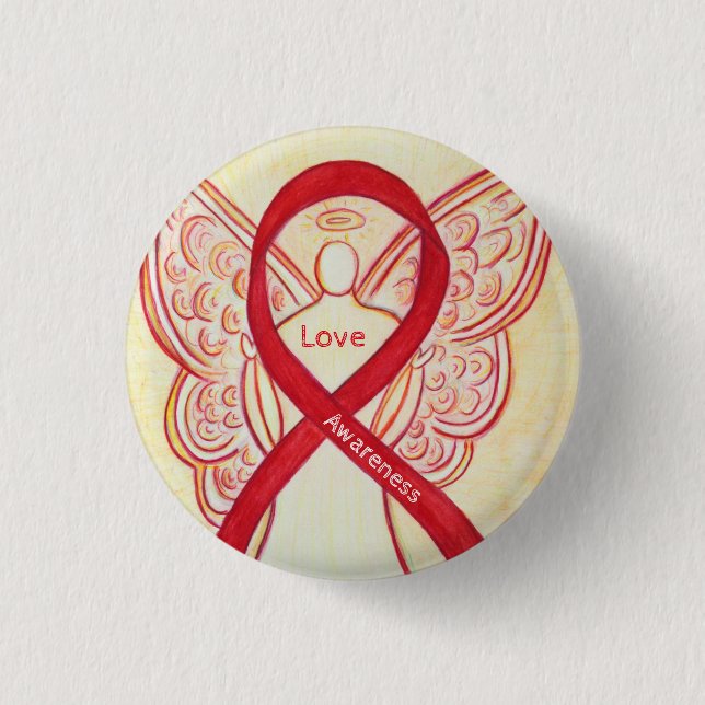 Kärlek Angel Awareness Ribbon Stift Knapp (Framsida)
