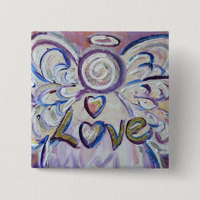 Kärlek Angel Ord Art Button Pendant Pin Knapp (Framsida)
